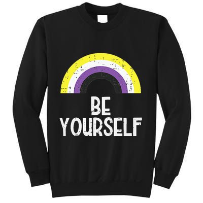 Rainbow Be Yourself Non Binary Nb Pride Flag Lgbt Sweatshirt