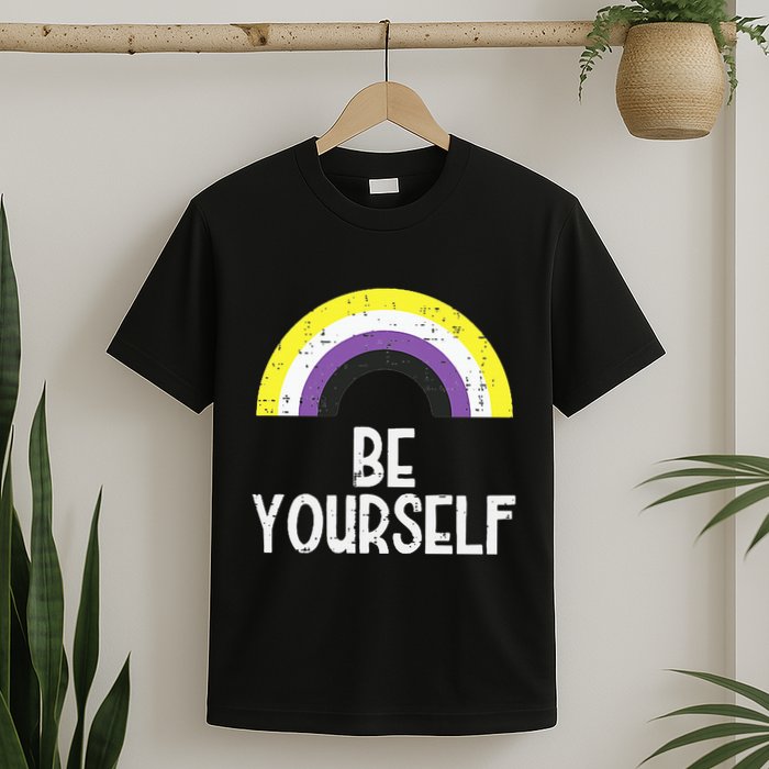 Rainbow Be Yourself Non Binary Nb Pride Flag Lgbt T-Shirt