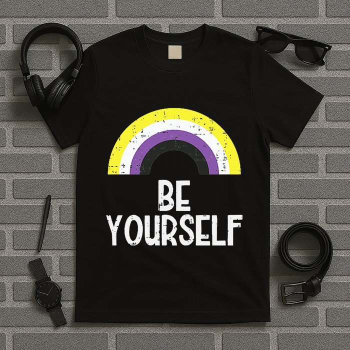 Rainbow Be Yourself Non Binary Nb Pride Flag Lgbt T-Shirt