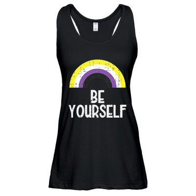 Rainbow Be Yourself Non Binary Nb Pride Flag Lgbt Ladies Essential Flowy Tank