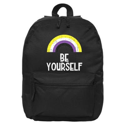 Rainbow Be Yourself Non Binary Nb Pride Flag Lgbt 16 in Basic Backpack