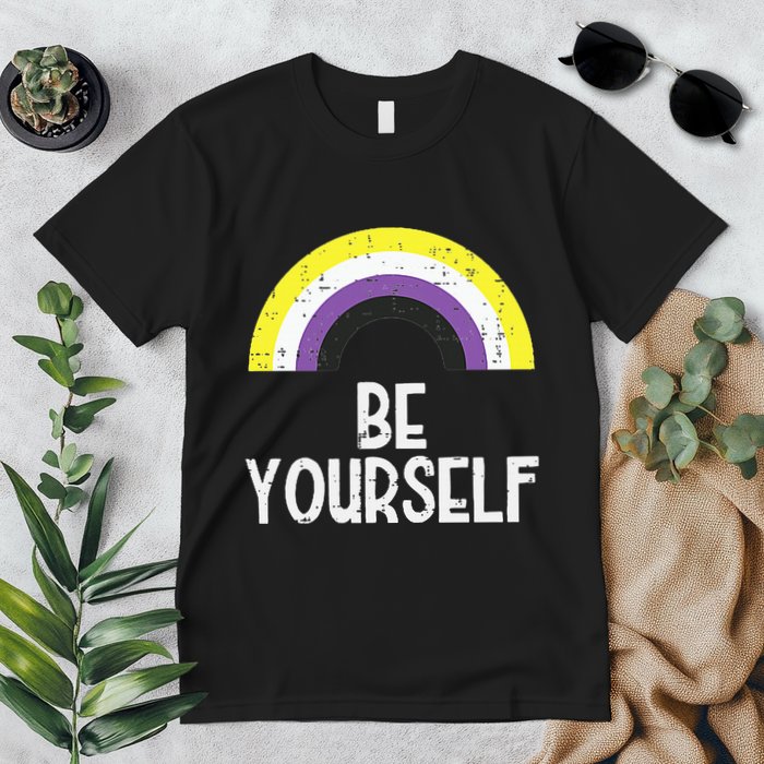 Rainbow Be Yourself Non Binary Nb Pride Flag Lgbt Premium T-Shirt