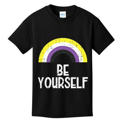 Rainbow Be Yourself Non Binary Nb Pride Flag Lgbt Kids T-Shirt