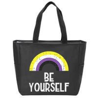 Rainbow Be Yourself Non Binary Nb Pride Flag Lgbt Zip Tote Bag