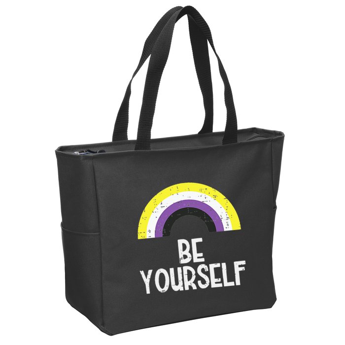 Rainbow Be Yourself Non Binary Nb Pride Flag Lgbt Zip Tote Bag