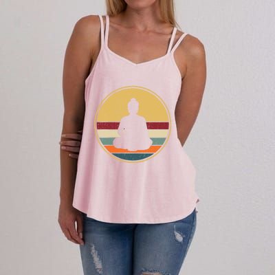 Retro Buddha Zen Vintage Buddhism Buddhist Funny Gift Women's Strappy Tank