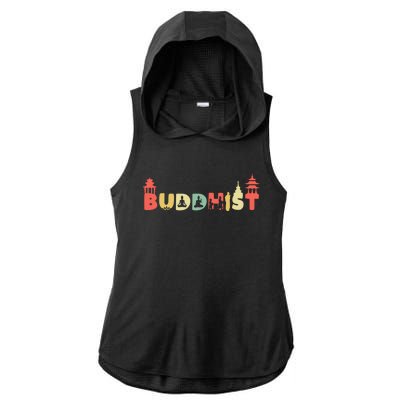 Retro Buddha Zen Gift Vintage Buddhism Buddhist Gift Ladies PosiCharge Tri-Blend Wicking Draft Hoodie Tank