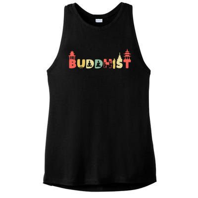 Retro Buddha Zen Gift Vintage Buddhism Buddhist Gift Ladies PosiCharge Tri-Blend Wicking Tank