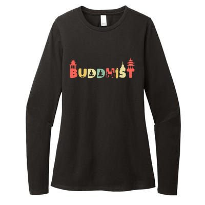 Retro Buddha Zen Gift Vintage Buddhism Buddhist Gift Womens CVC Long Sleeve Shirt