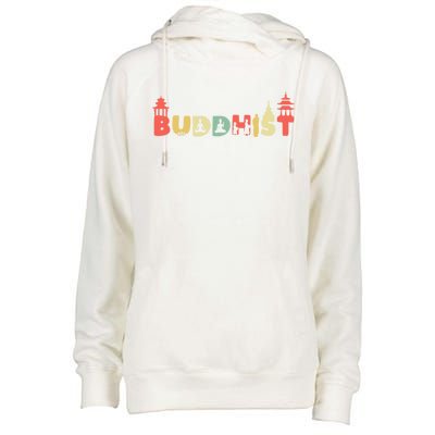 Retro Buddha Zen Gift Vintage Buddhism Buddhist Gift Womens Funnel Neck Pullover Hood