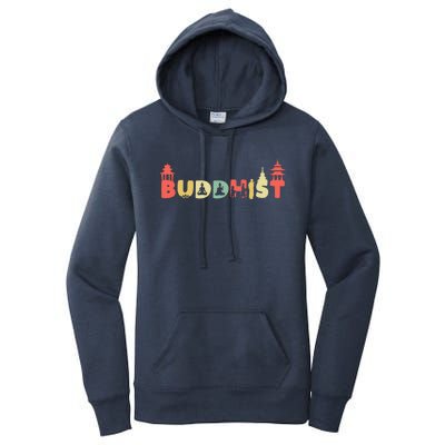 Retro Buddha Zen Gift Vintage Buddhism Buddhist Gift Women's Pullover Hoodie