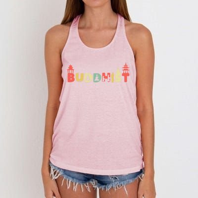 Retro Buddha Zen Gift Vintage Buddhism Buddhist Gift Women's Knotted Racerback Tank