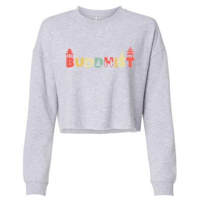 Retro Buddha Zen Gift Vintage Buddhism Buddhist Gift Cropped Pullover Crew