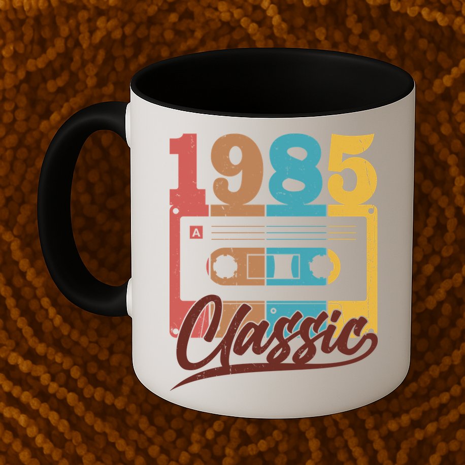 Retro Classic 1985 Birthday Cassette Tape Mug
