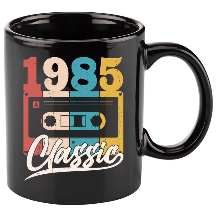Retro Classic 1985 Birthday Cassette Tape 11oz C Handle Ceramic Mug