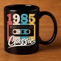 Retro Classic 1985 Birthday Cassette Tape 11oz C Handle Ceramic Mug