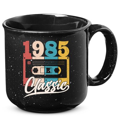 Retro Classic 1985 Birthday Cassette Tape 15oz Campfire Ceramic Mug