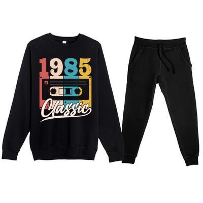 Retro Classic 1985 Birthday Cassette Tape Premium Crewneck Sweatsuit Set