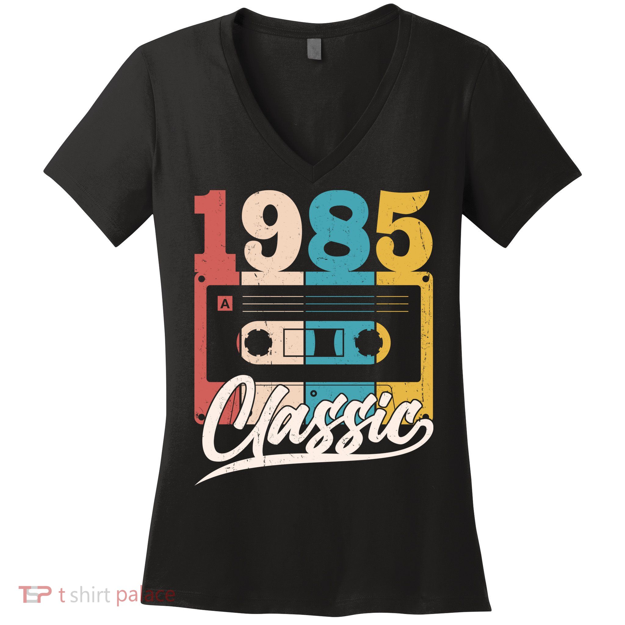 Retro Classic 1985 Birthday Cassette Tape Women's V-Neck T-Shirt