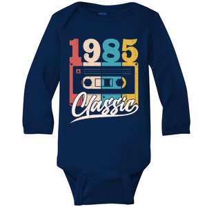 Retro Classic 1985 Birthday Cassette Tape Baby Long Sleeve Bodysuit