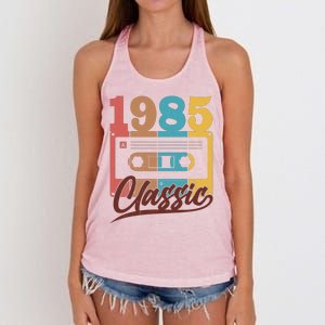 Retro Classic 1985 Birthday Cassette Tape Women's Knotted Racerback Tank