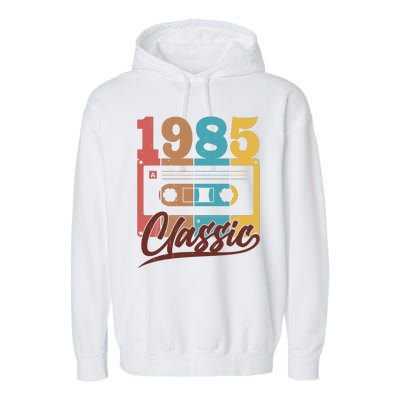 Retro Classic 1985 Birthday Cassette Tape Garment-Dyed Fleece Hoodie