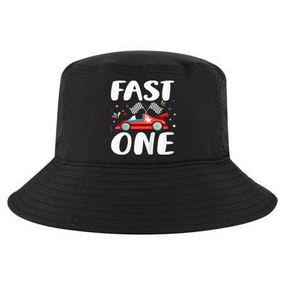 Race Car 1st Birthday Fast One This Little Racer Is One Year Cool Comfort Performance Bucket Hat
