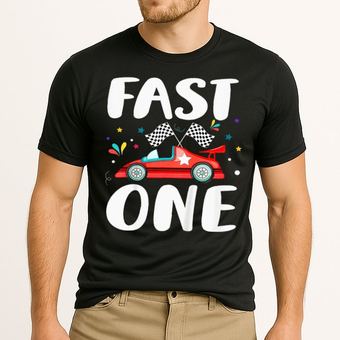 Race Car 1st Birthday Fast One This Little Racer Is One Year Cooling Performance Crew T-Shirt