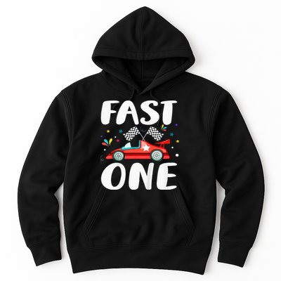 Race Car 1st Birthday Fast One This Little Racer Is One Year Hoodie