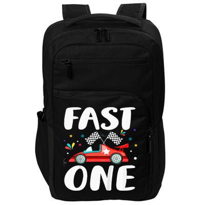 Race Car 1st Birthday Fast One This Little Racer Is One Year Impact Tech Backpack