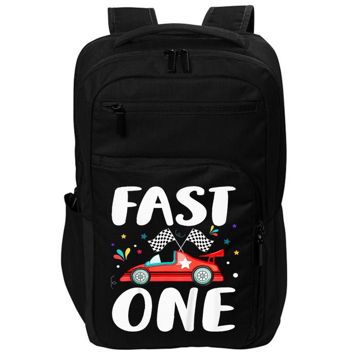 Race Car 1st Birthday Fast One This Little Racer Is One Year Impact Tech Backpack