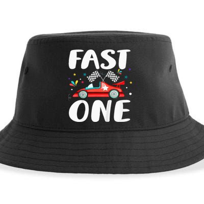 Race Car 1st Birthday Fast One This Little Racer Is One Year Sustainable Bucket Hat