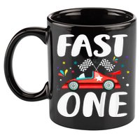 Race Car 1st Birthday Fast One This Little Racer Is One Year 11oz C Handle Ceramic Mug