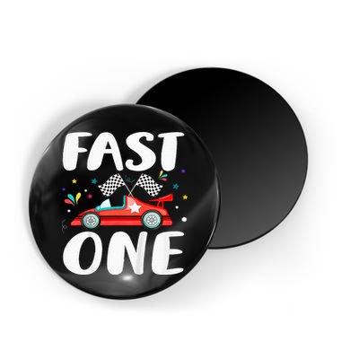 Race Car 1st Birthday Fast One This Little Racer Is One Year Magnet