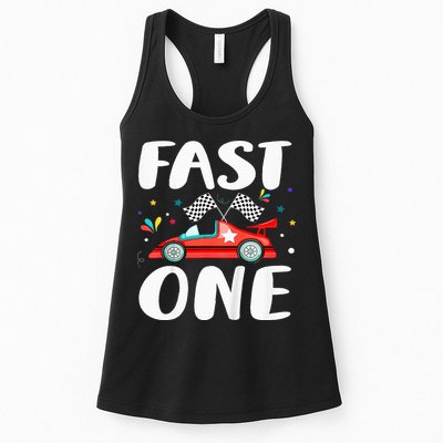 Race Car 1st Birthday Fast One This Little Racer Is One Year Womens Tank Top