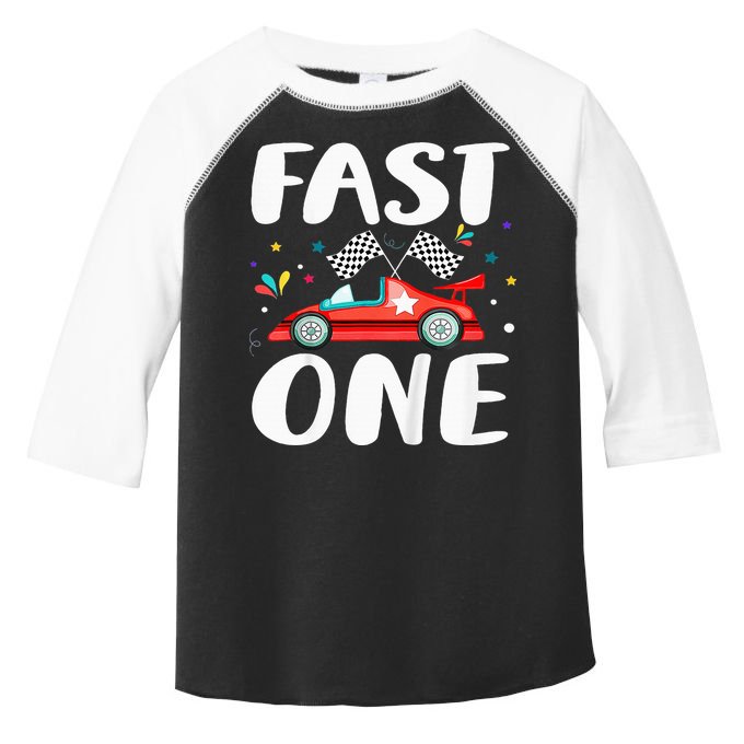 Race Car 1st Birthday Fast One This Little Racer Is One Year Toddler Fine Jersey T-Shirt
