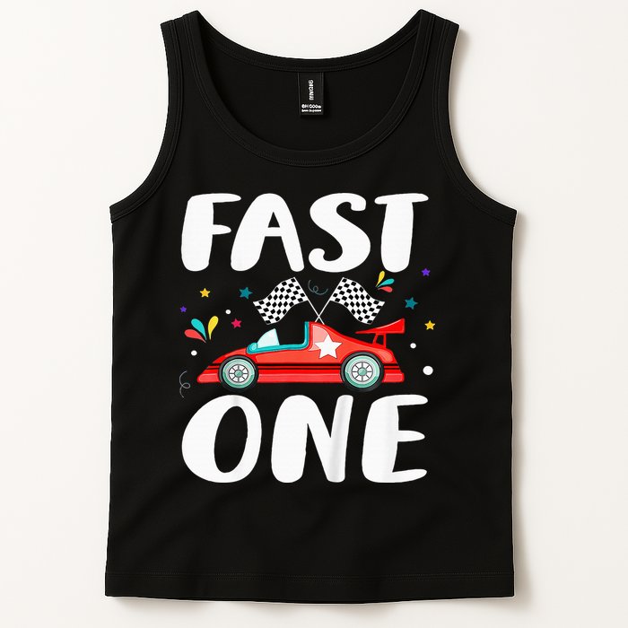 Race Car 1st Birthday Fast One This Little Racer Is One Year Tank Top