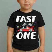 Race Car 1st Birthday Fast One This Little Racer Is One Year Toddler T-Shirt