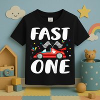 Race Car 1st Birthday Fast One This Little Racer Is One Year Toddler T-Shirt