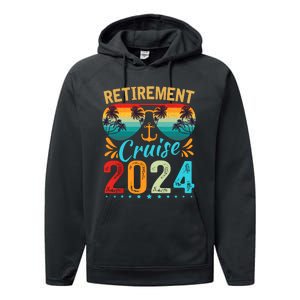 Retirement Cruise 2024 Retired Cruising Trip Vacation Performance Fleece Hoodie