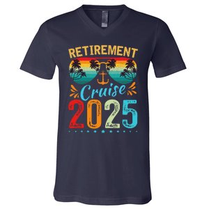 Retirement Cruise 2025 Retired Cruising Trip Vacation V-Neck T-Shirt