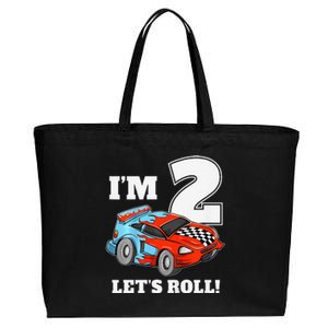 Race Car 2nd Birthday Boy 2 Two Racing Car Driver Cotton Canvas Jumbo Tote