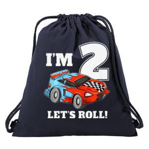 Race Car 2nd Birthday Boy 2 Two Racing Car Driver Drawstring Bag