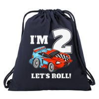 Race Car 2nd Birthday Boy 2 Two Racing Car Driver Drawstring Bag