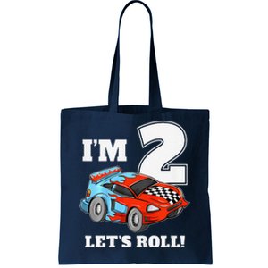 Race Car 2nd Birthday Boy 2 Two Racing Car Driver Tote Bag