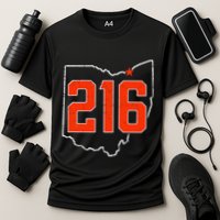 Retro Cleveland 216 Area Code Ohio Outline Cooling Performance Crew T-Shirt