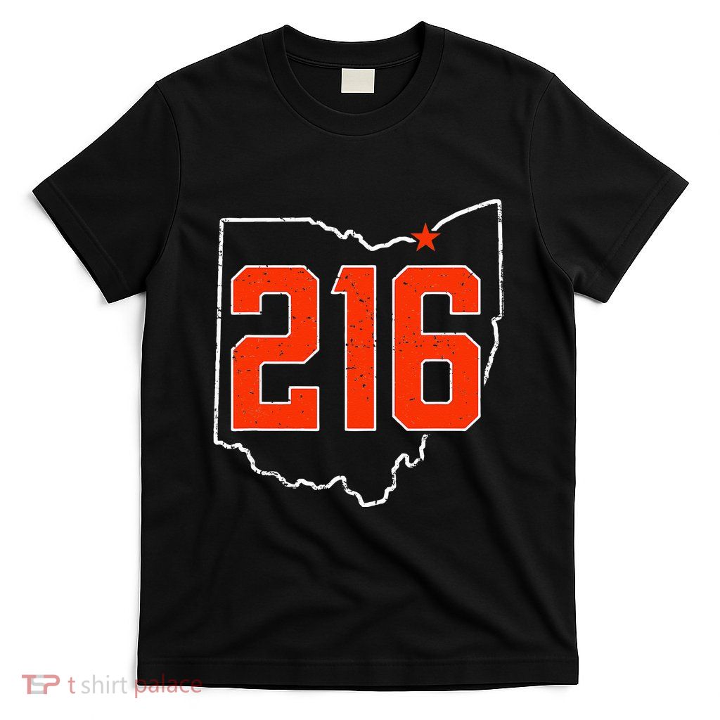 Retro Cleveland 216 Area Code Ohio Outline T-Shirt