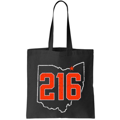 Retro Cleveland 216 Area Code Ohio Outline Bag