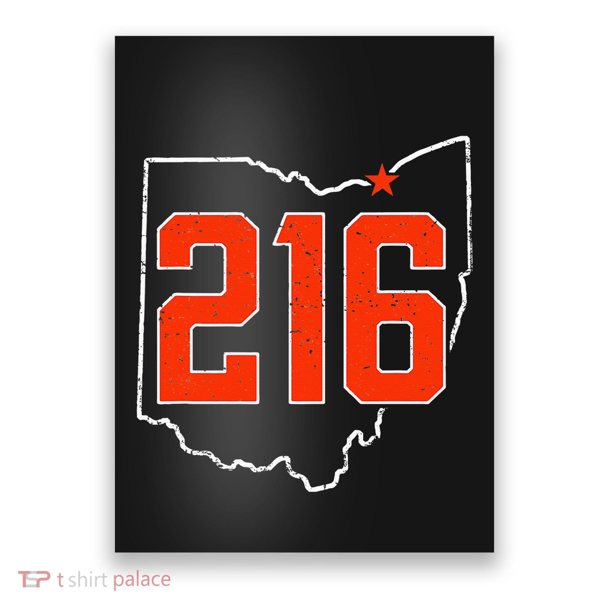 Retro Cleveland 216 Area Code Ohio Outline Poster