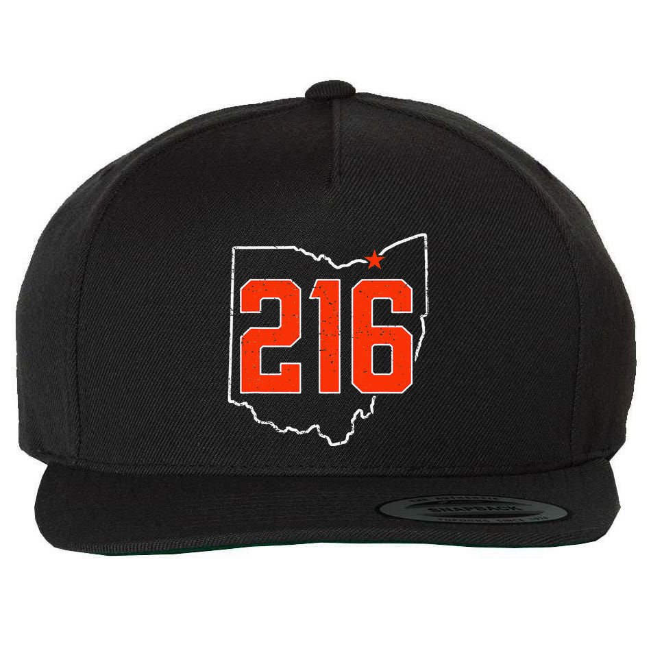 Retro Cleveland 216 Area Code Ohio Outline Wool Snapback Cap